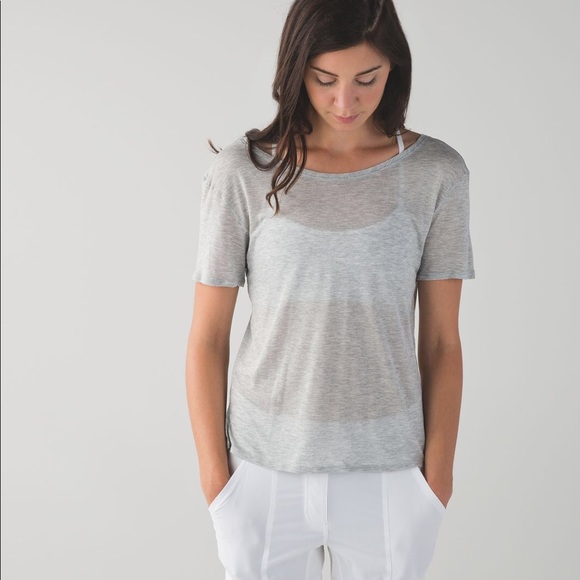lululemon athletica Tops - Lululemon Girlfriend Tee Heathered Light Grey M